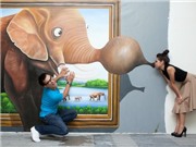 Bóng đá anh, ngoại hạng anh, lịch thi đấu euro 2012, Khương Ngọc, Tường Vy tương tác cực vui với tranh 3D